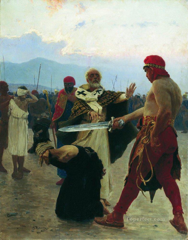 Nicolás de Myra elimina la muerte de tres prisioneros inocentes 1890 Ilya Repin Pintura al óleo